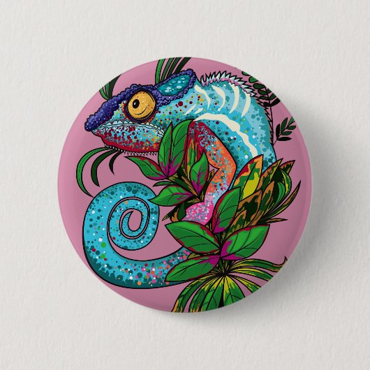 Badge Rond 5 Cm Rainbow Chameleon (Devant)