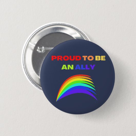 BADGE ROND 5 CM RAINBOW FIER D'ÊTRE UN ALLIÉ (Devant & derrière)