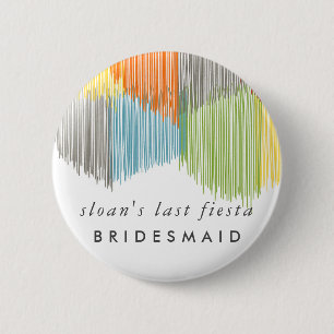 Badge Rond 5 Cm Rainbow Fiesta Mariée Fringe moderne Bridesmaid