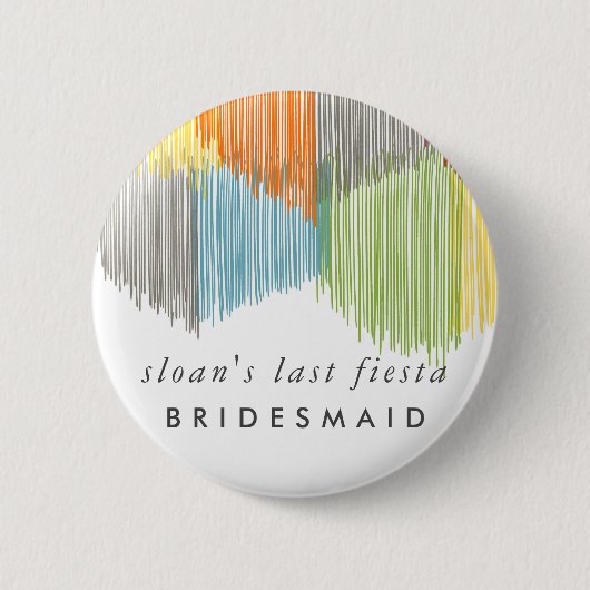 Badge Rond 5 Cm Rainbow Fiesta Mariée Fringe moderne Bridesmaid (Devant)