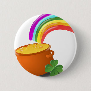 Badge Rond 5 Cm Rainbow Gold Pot Lucky Irish Sky Irlande Coloré
