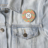 Badge Rond 5 Cm Rainbow Grunge Zigzag Chevrons (En situation)