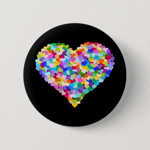 Badge Rond 5 Cm Rainbow Heart Confetti