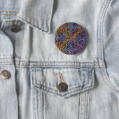 Badge Rond 5 Cm Rainbow Kaleidoscope Mandala (En situation)