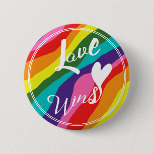 Badge Rond 5 Cm Rainbow Love gagne