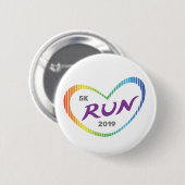 Badge Rond 5 Cm Rainbow Love Heart 5K Run (Devant & derrière)