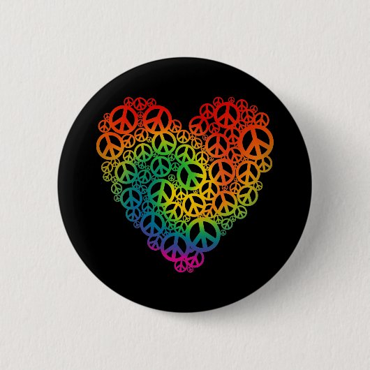 Badge Rond 5 Cm Rainbow Peace Heart (Devant)