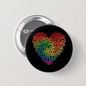Badge Rond 5 Cm Rainbow Peace Heart (Devant & derrière)