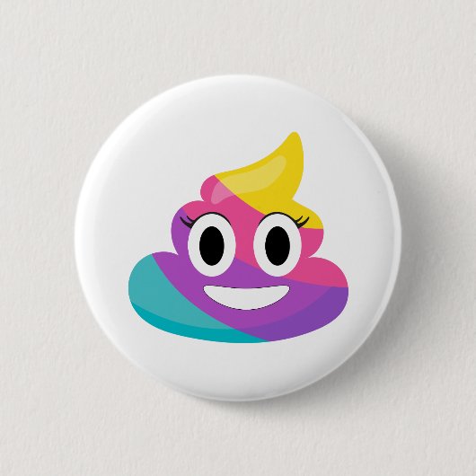 Badge Rond 5 Cm Rainbow Poop Emoji (Devant)