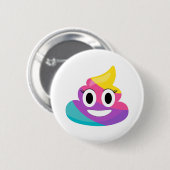 Badge Rond 5 Cm Rainbow Poop Emoji (Devant & derrière)