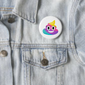 Badge Rond 5 Cm Rainbow Poop Emoji (En situation)