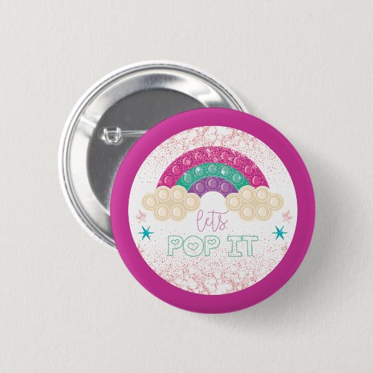 Badge Rond 5 Cm Rainbow Pop It Anniversaire (Devant & derrière)