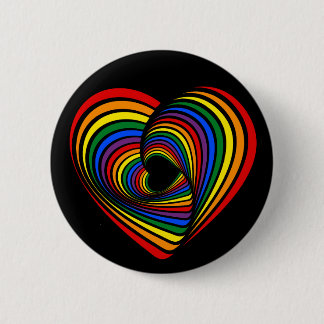 Badge Rond 5 Cm Rainbow Twist Heart