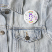 Badge Rond 5 Cm Rainbow Unicorn Magique mignonne âge anniversaire (En situation)
