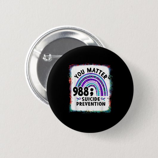 Badge Rond 5 Cm Rainbow You 988 Suicide Prevention Awareness Bleac (Devant & derrière)