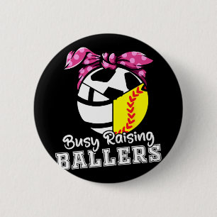 Badge Rond 5 Cm Raising Ballers - Drôle de football de balle molle