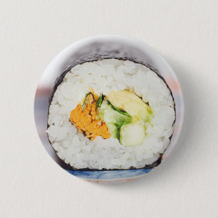 Badge Rond 5 Cm Râle de sushi Poisson et riz