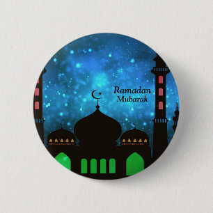 Badge Rond 5 Cm Ramadan Kareem Typographie Texte du Croissant isla
