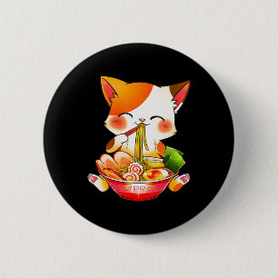 Badge Rond 5 Cm Ramen Cat Neko Anime Kawaii Japonais Cadeau alimen