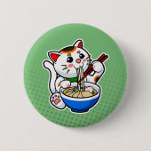 Badge Rond 5 Cm Ramen Chat Chinois (Devant)