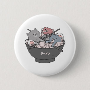 Badge Rond 5 Cm Ramen Chat Kawaii