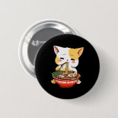 Badge Rond 5 Cm Ramen Chat Manger des nouilles Kawaii Anime Merch  (Devant & derrière)