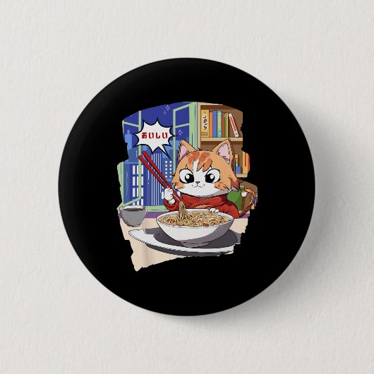 Badge Rond 5 Cm Ramen Kawaii Cat Anime (Devant)