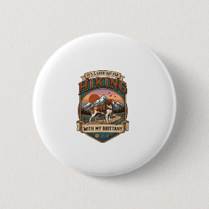 Badge Rond 5 Cm Randonnée Bretagne Sac à dos Chien Montagnes
