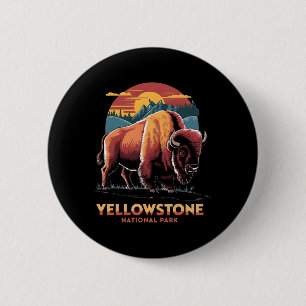 Badge Rond 5 Cm Randonnée Camping Rétro Parc National de Yellowsto