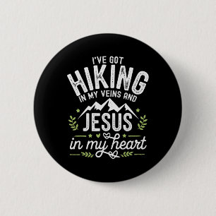 Badge Rond 5 Cm Randonnée Jésus-Christ Religion Chrétien Randonneu