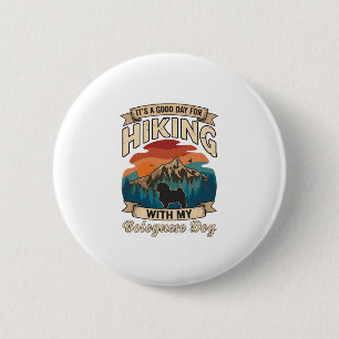 Badge Rond 5 Cm Randonnée Montagnes Chien Bolognese Coucher de sol