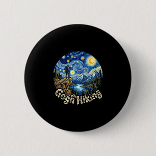 Badge Rond 5 Cm Randonneur drôle gogh randonnée nuit étoilée art v