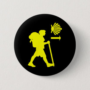Badge Rond 5 Cm Randonneur Pèlerin Chemin De Saint Jacques De Comp