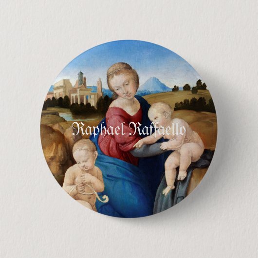 Badge Rond 5 Cm Raphael Raffaello Madonna et bébé Saint (Devant)