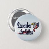 Badge Rond 5 Cm Rappelez-vous tombé avec Eagle et le drapeau (Devant & derrière)