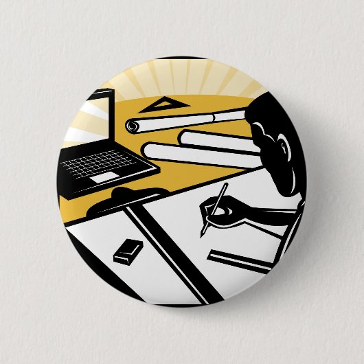 Badge Rond 5 Cm rapporteur architectural à l'architecte de (Devant)