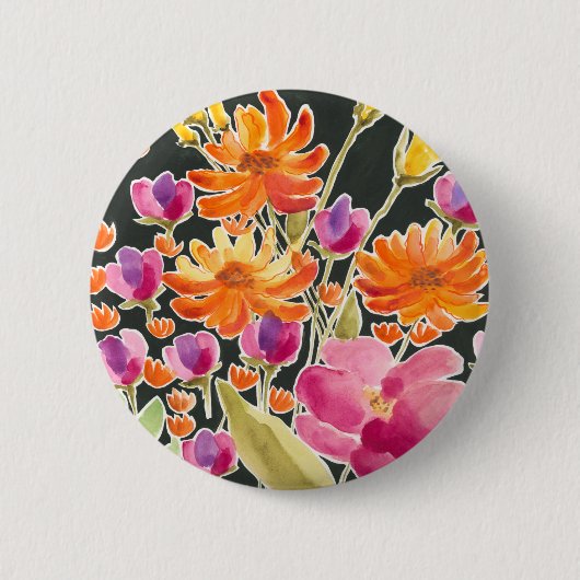 Badge Rond 5 Cm Rassemblement splendide - Fleurs roses et orange (Devant)