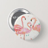 Badge Rond 5 Cm Rassemblement tropical de | des Flamants roses (Devant & derrière)