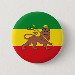 Badge Rond 5 Cm Rastafarian Flag of Ethiopia Lion of Judah Postcar