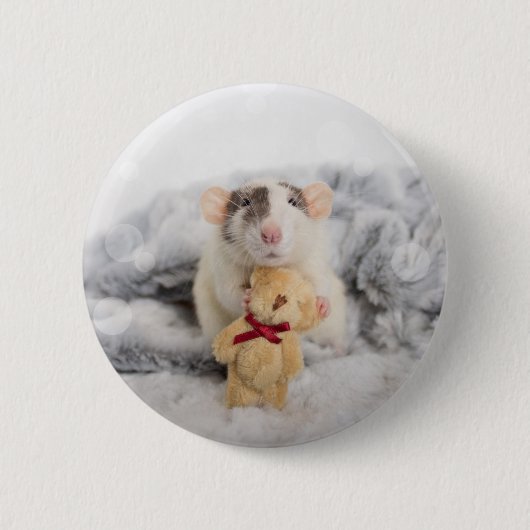 Badge Rond 5 Cm Rat avec le bouton Teddy Bear (Devant)