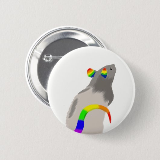 Badge Rond 5 Cm Rat d'arc-en-ciel (Devant & derrière)