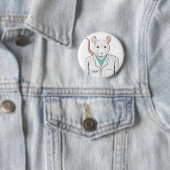 Badge Rond 5 Cm Rat de laboratoire (En situation)
