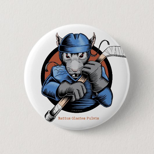 Badge Rond 5 Cm Rat d'hockey (Devant)