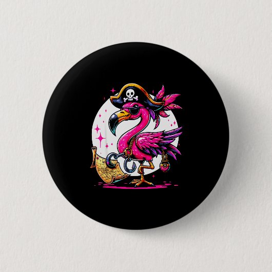 Badge Rond 5 Cm Rate Nk Flamingo Halloween Party - Jolly Roger  (Devant)