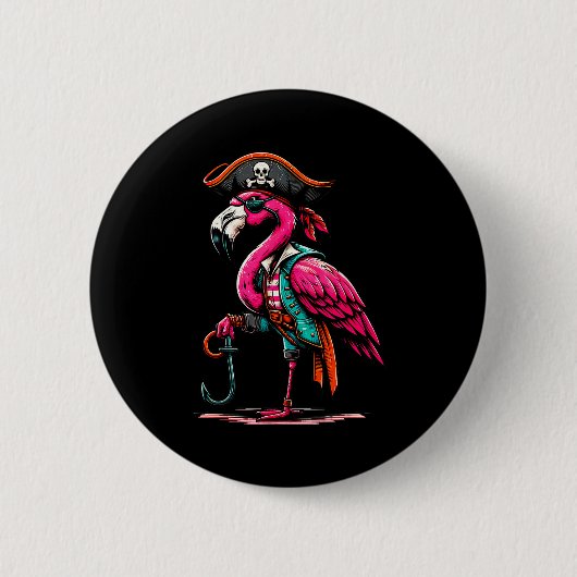 Badge Rond 5 Cm Rate Nk Flamingo Halloween Party - Jolly Roger (Devant)