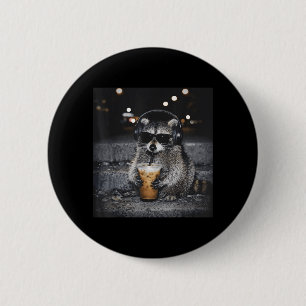 Badge Rond 5 Cm Raton laveur aux lunettes de soleil cool buvant un