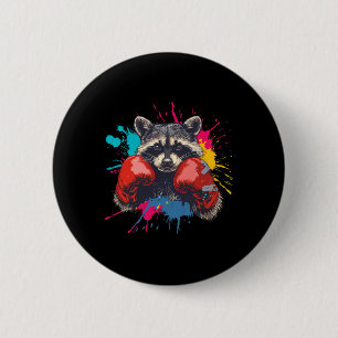 Badge Rond 5 Cm Raton laveur boxeur avec gants de boxe Kickboxing