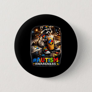 Badge Rond 5 Cm Raton laveur buvant du café glacé sensibilisation