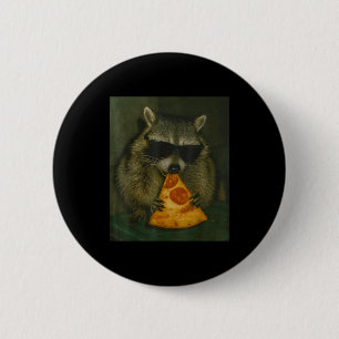 Badge Rond 5 Cm Raton laveur drôle mangeant Zza Animal Meme Hommes