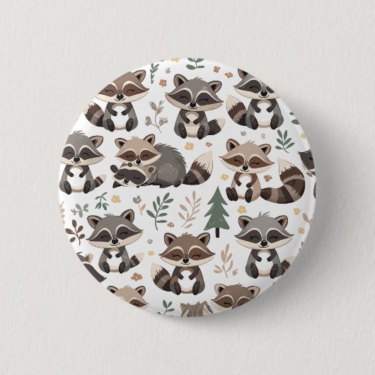 Badge Rond 5 Cm Raton laveur mignon (Devant)